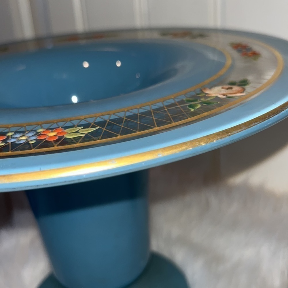 WESTMORLAND (unsigned) beautiful blue floral pedestal vase vintage - Picture 13 of 14